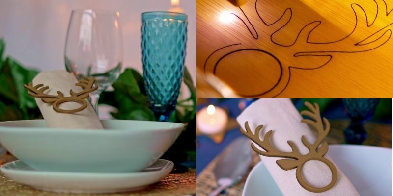 Details of the elegant Christmas table production with the laser cutter and engraver